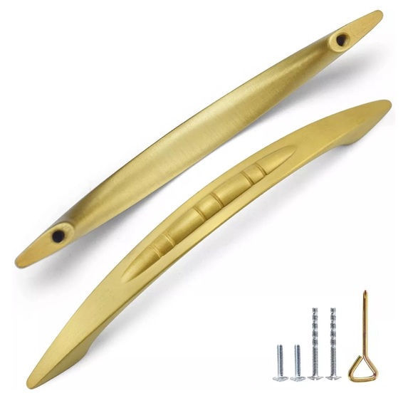 New! BE 10pk Arched Vintage Zinc Alloy Cabinet Pull Handles Brushed Gold Brass - Picture 2 of 11